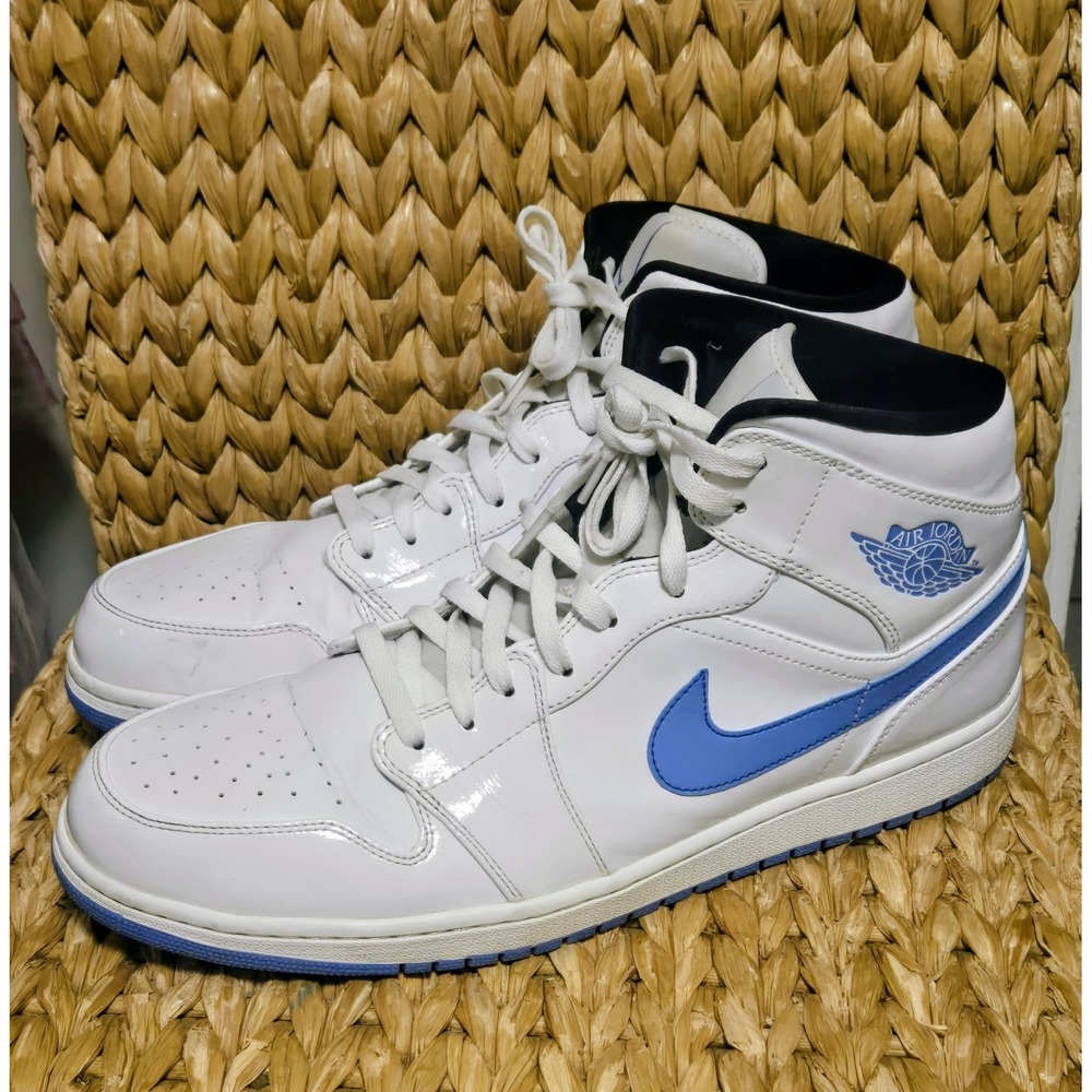 Nike Air Jordan 1 Mid Legend Blue 2014 554724-127 Men's Size 15 White UNC